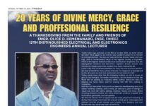 20 Years After, Engr. Olice Kemenanabo Gives Thanks to God for Surviving Tragic Fire Accident.